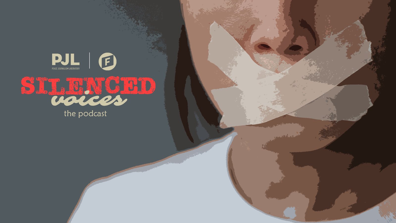 Εικαστικό του podcast Silenced Voices του Peace Journalism Laboratory